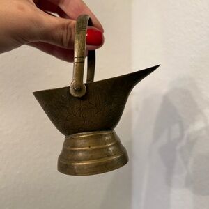 Brass Miniature Coal Ash Bucket Incense Burner Floral Design